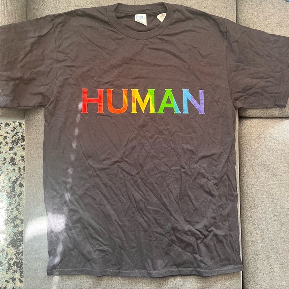 Gildan Other - NWT Pride Men’s T-Shirt with Rainbow HUMAN Graphic